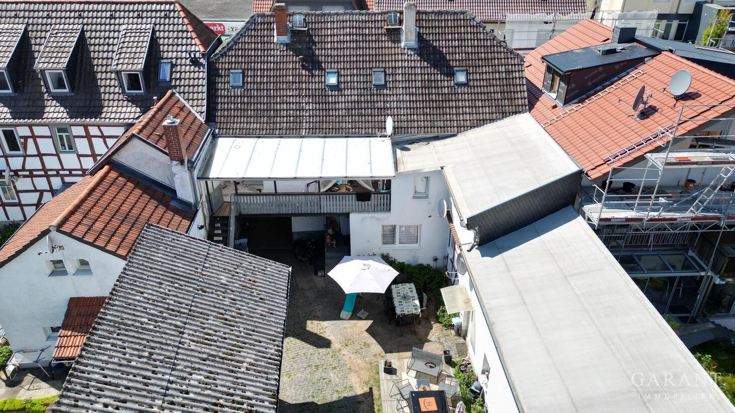 Blick zum Wohnhaus
