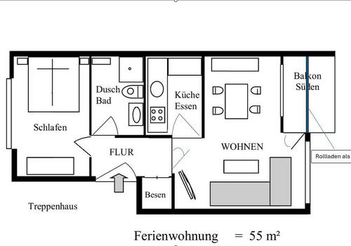 Die Wohnfläche beträgt 51 m²