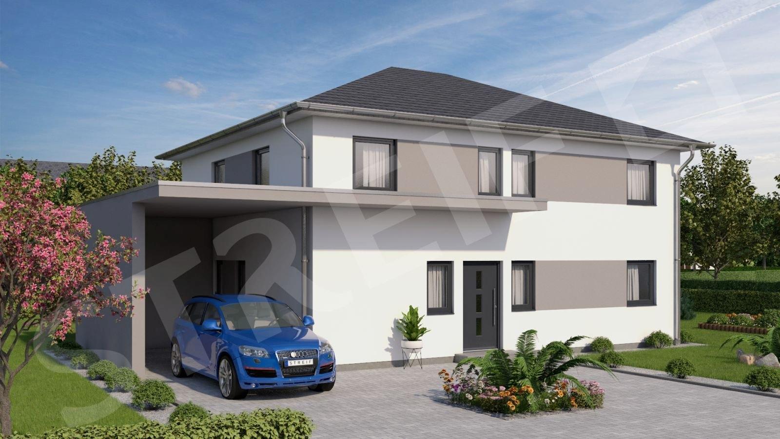Ansicht optional mit Carport