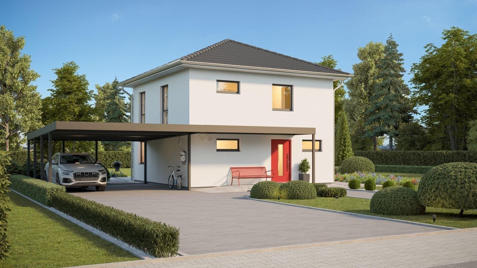 Eingang optional mit Carport von links