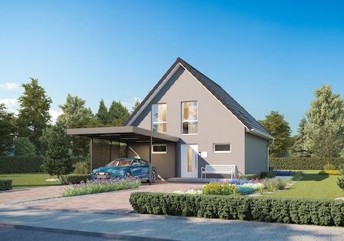 Ansicht optional mit Carport von rechts