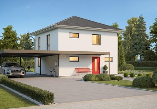 Eingang optional mit Carport von links