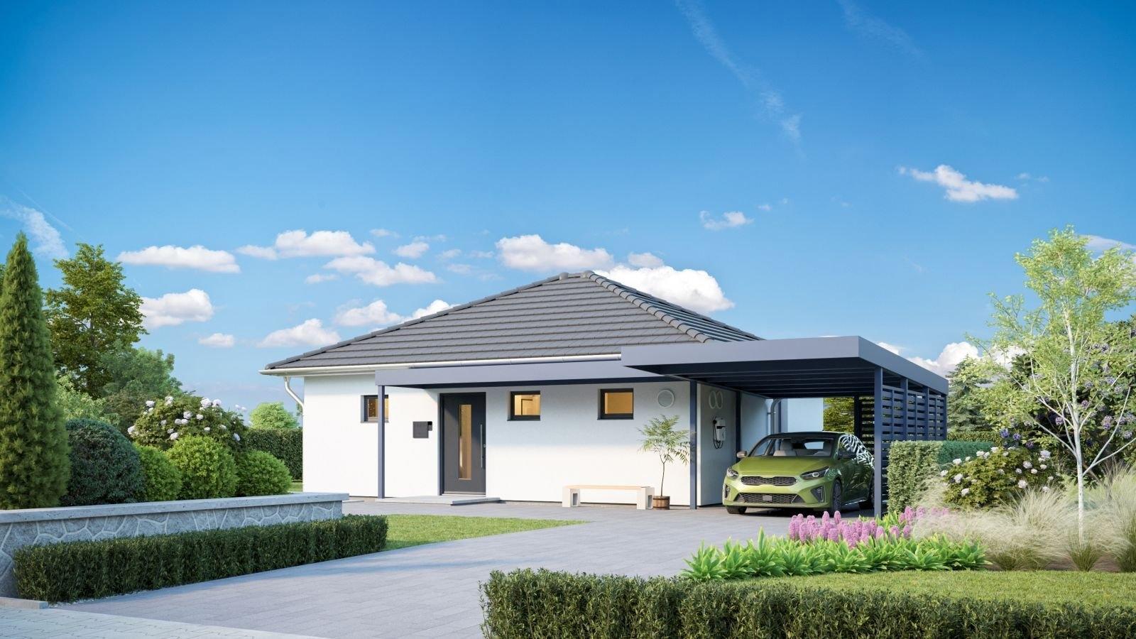 Ansicht von rechts optional mit Carport