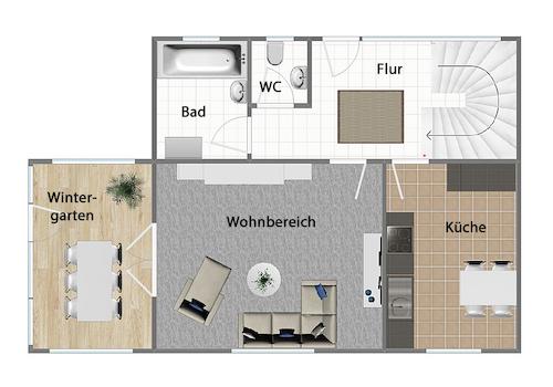 Grundriss Erdgeschoss (nicht maßstabsgetreu)