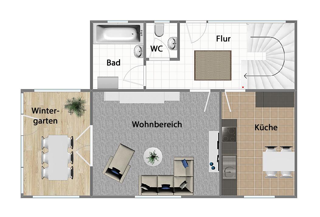 Grundriss Erdgeschoss (nicht maßstabsgetreu)