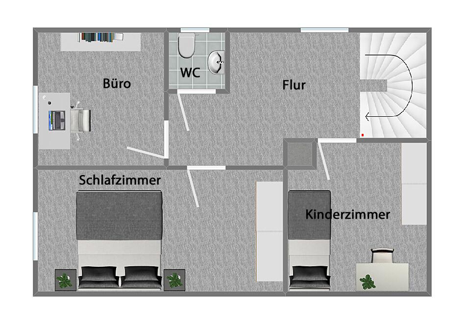 Grundriss Obergeschoss (nicht maßstabsgetreu)