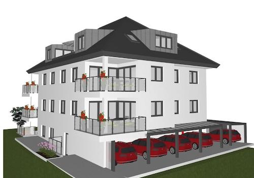 Straßenansicht mit Garagen