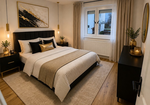 Schlafzimmer möbliert