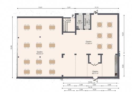 Grundriss Vorschlag Gastro Cafe