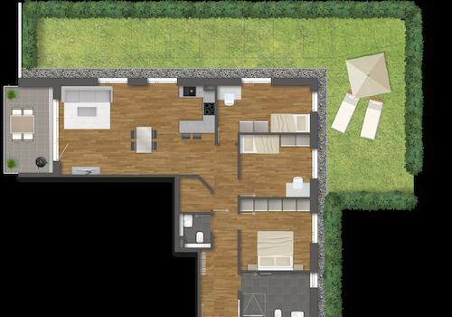 Grundriss Wohnung 3 unverbindl. Illustration