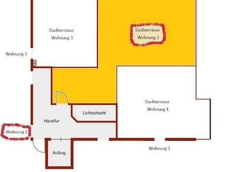 Dachterrasse - Amtsmühle Wohnung 2 - Aufteilung