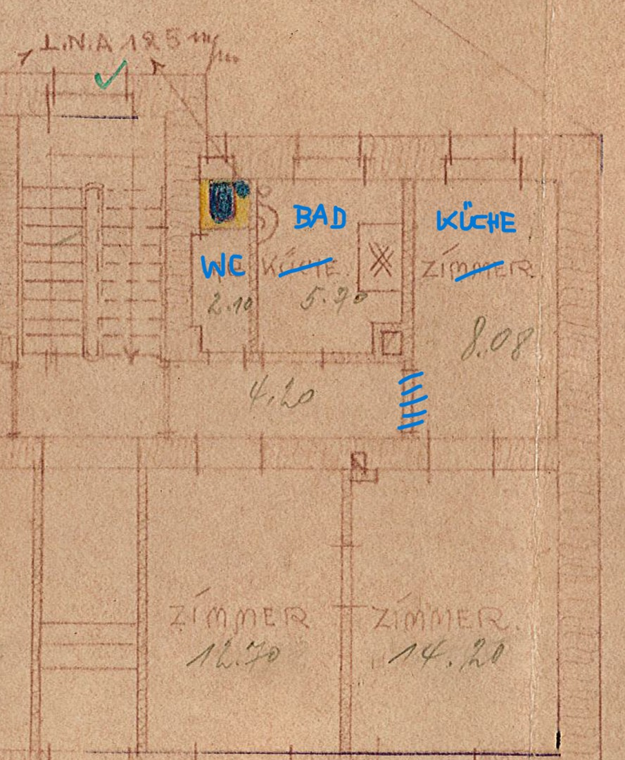 Grundriss mit 2 WG Zimmer