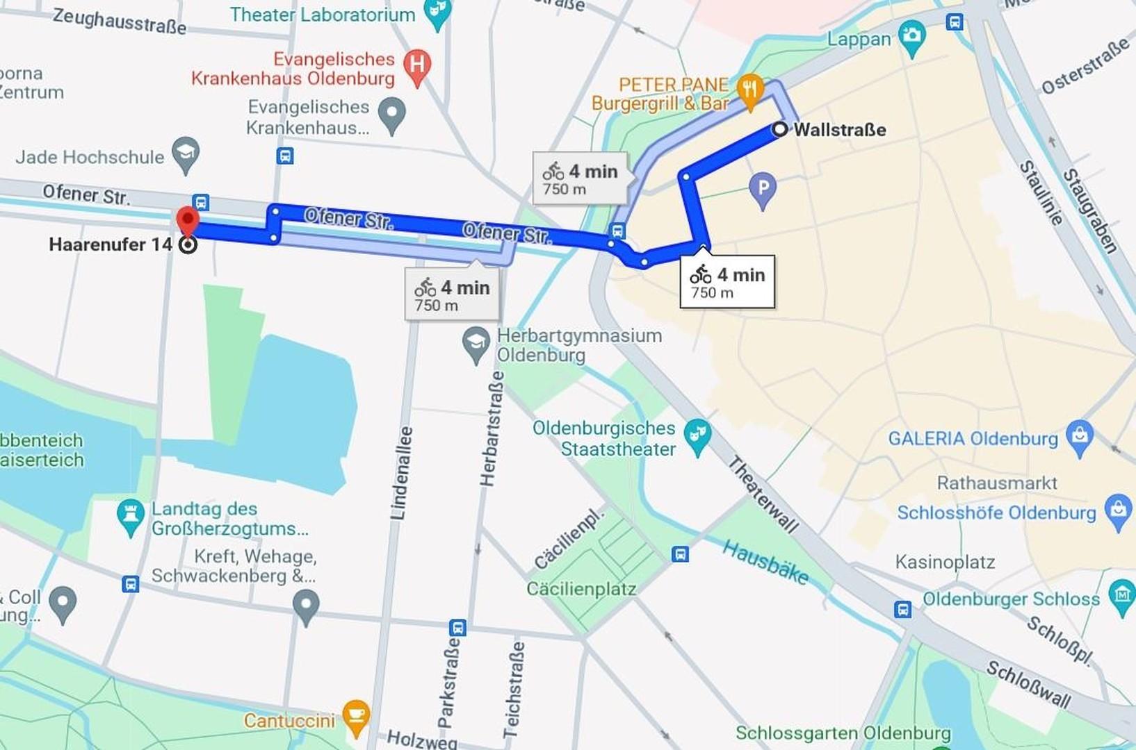Wallstrasse (4 min/Fahrrad)