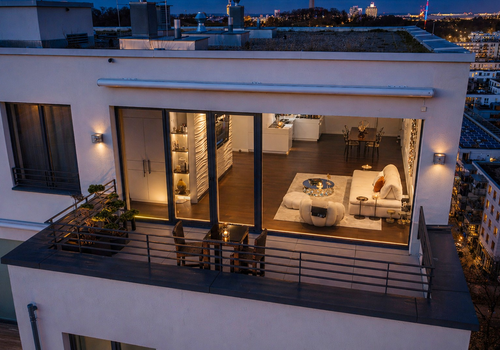 Ansicht Dachterrasse Abend