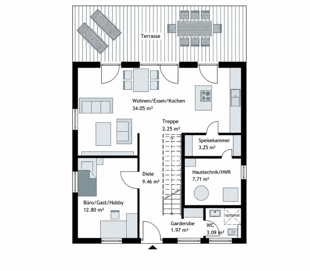 Grundriss Ergeschoss mit Speis