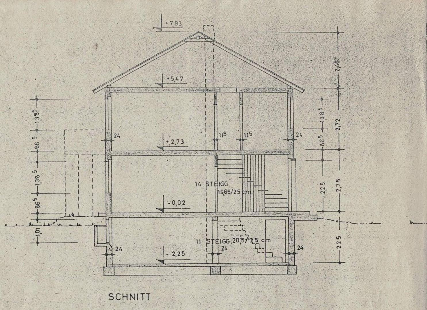 Hausschnitt vor Ausbau