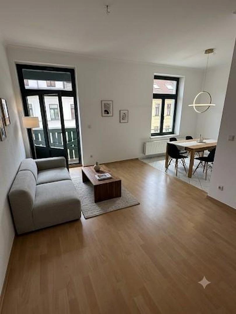 Wohnzimmer möbliert durch KI