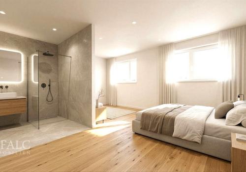 mögl. Schlafzimmer und Bad