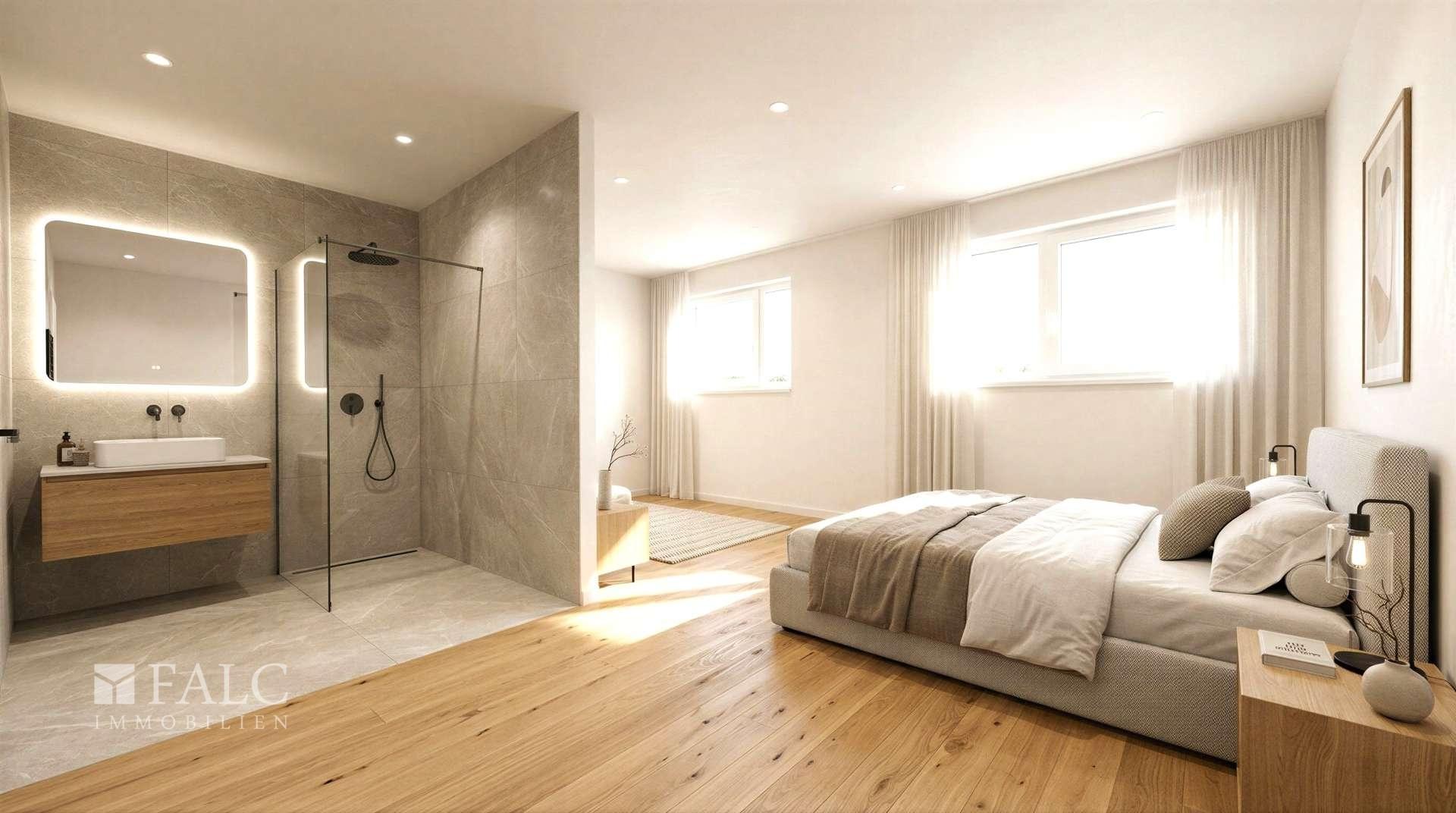mögl. Schlafzimmer und Bad