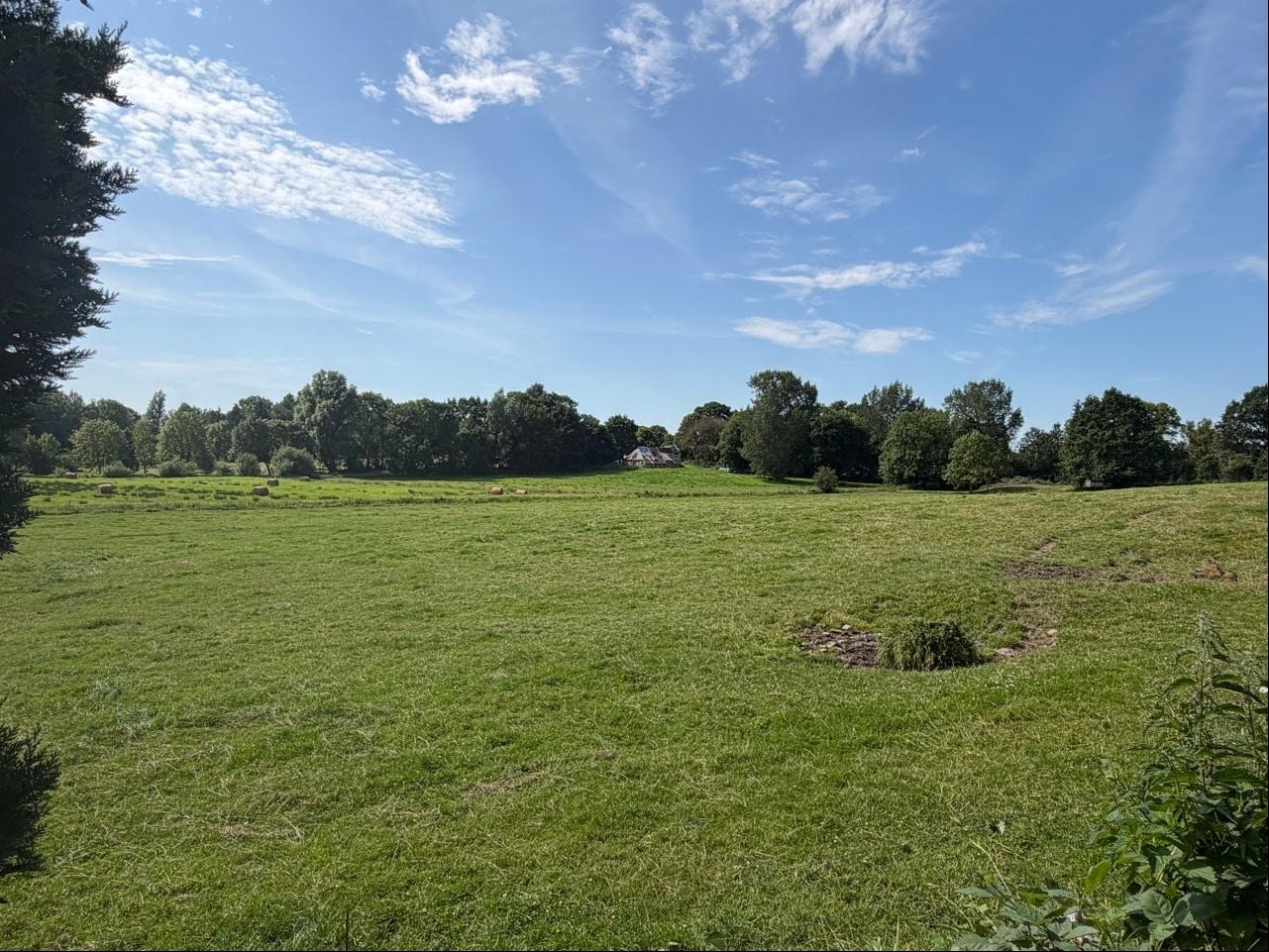 Blick über die angrenzenden Wiesen und Felder
