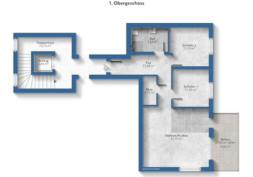 Grundriss WE4 unmöbliert