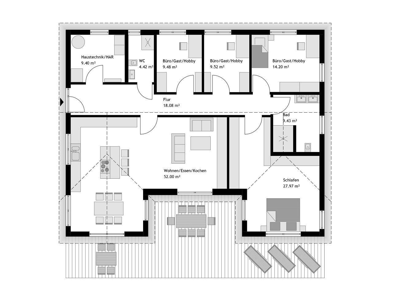 Bungalow Grundriss