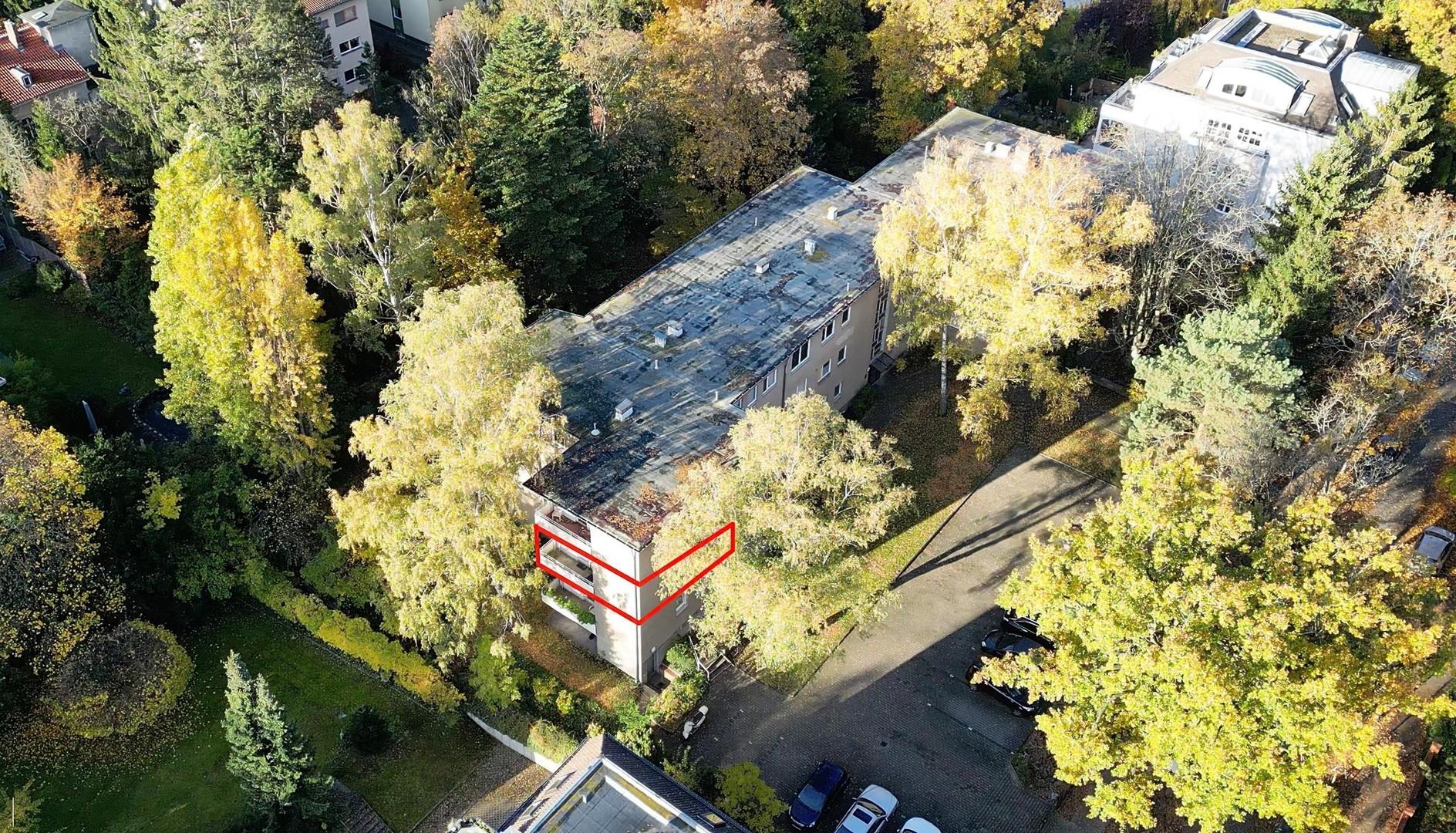 Luftbild mit markierter Wohnun