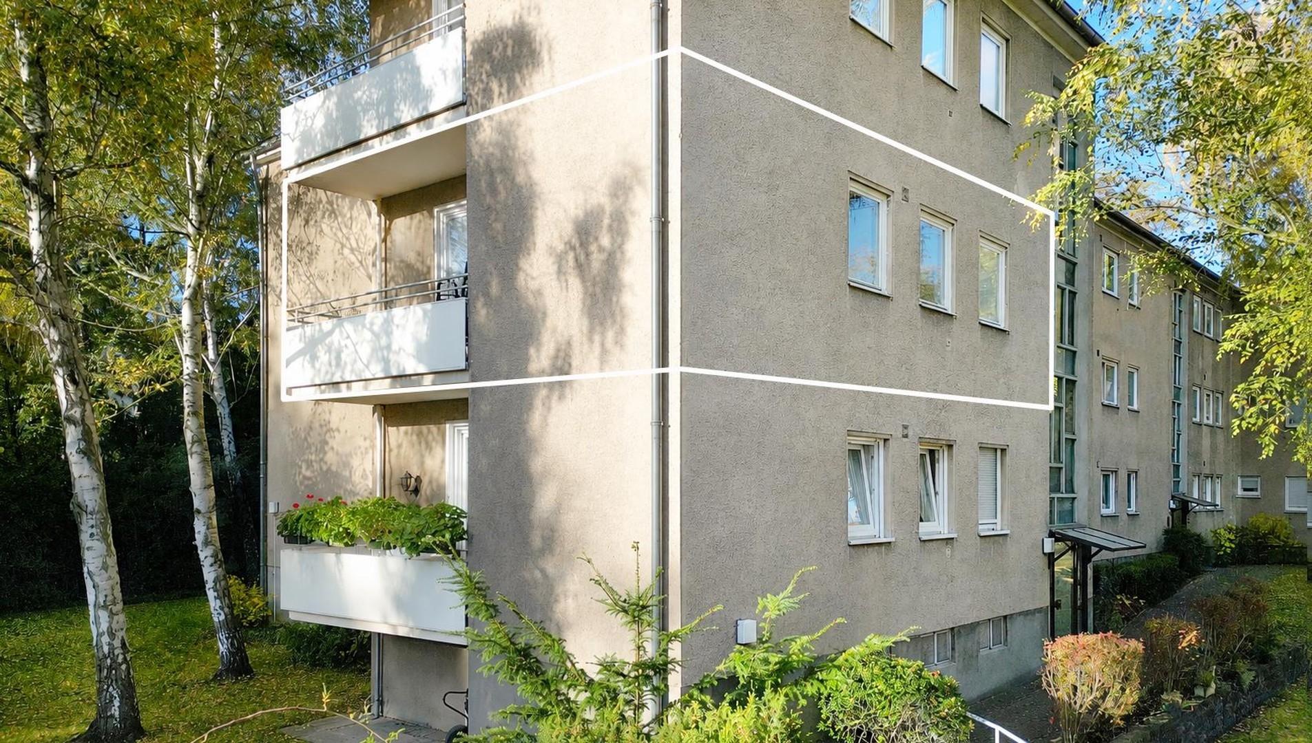 Hausansicht mit markierter Woh