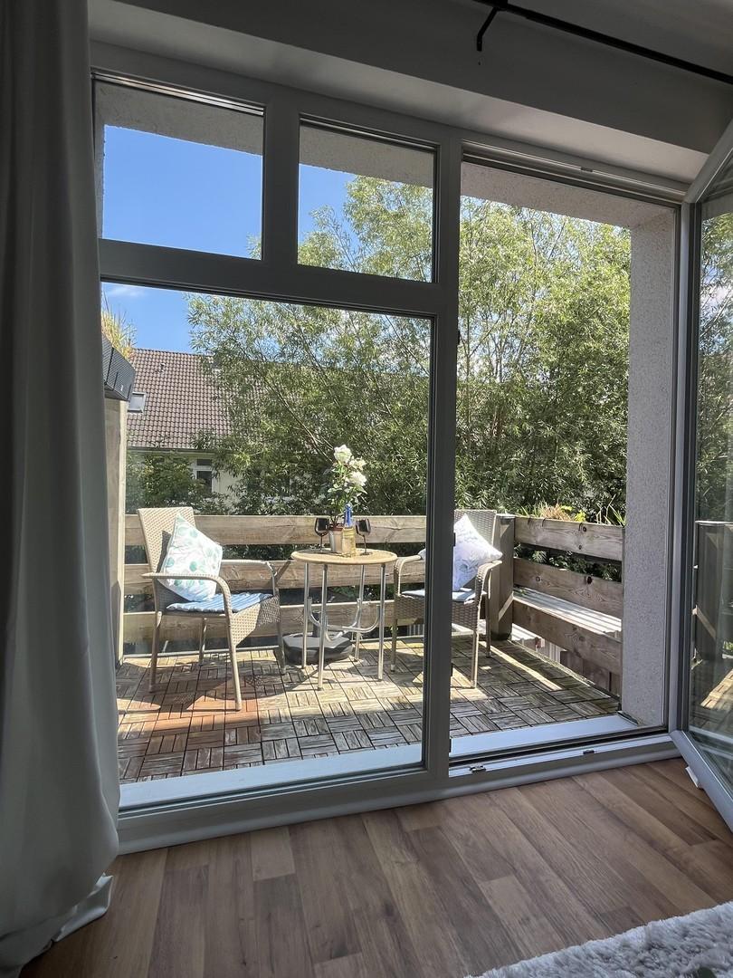 Blick auf Balkon