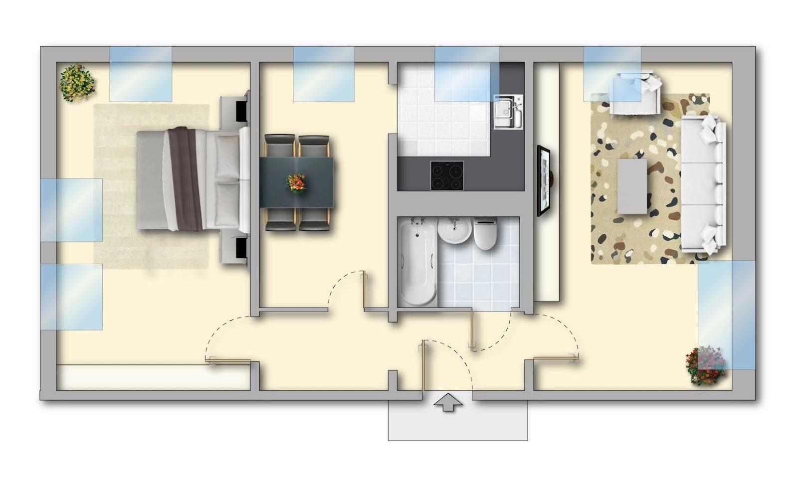 Grundriss mit Möbeln
