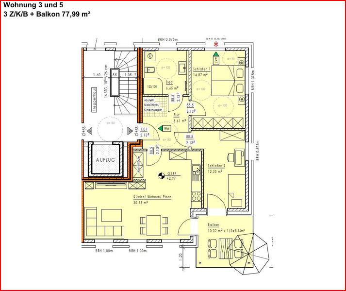 GR, Wohnung 3 und 5+Balkon