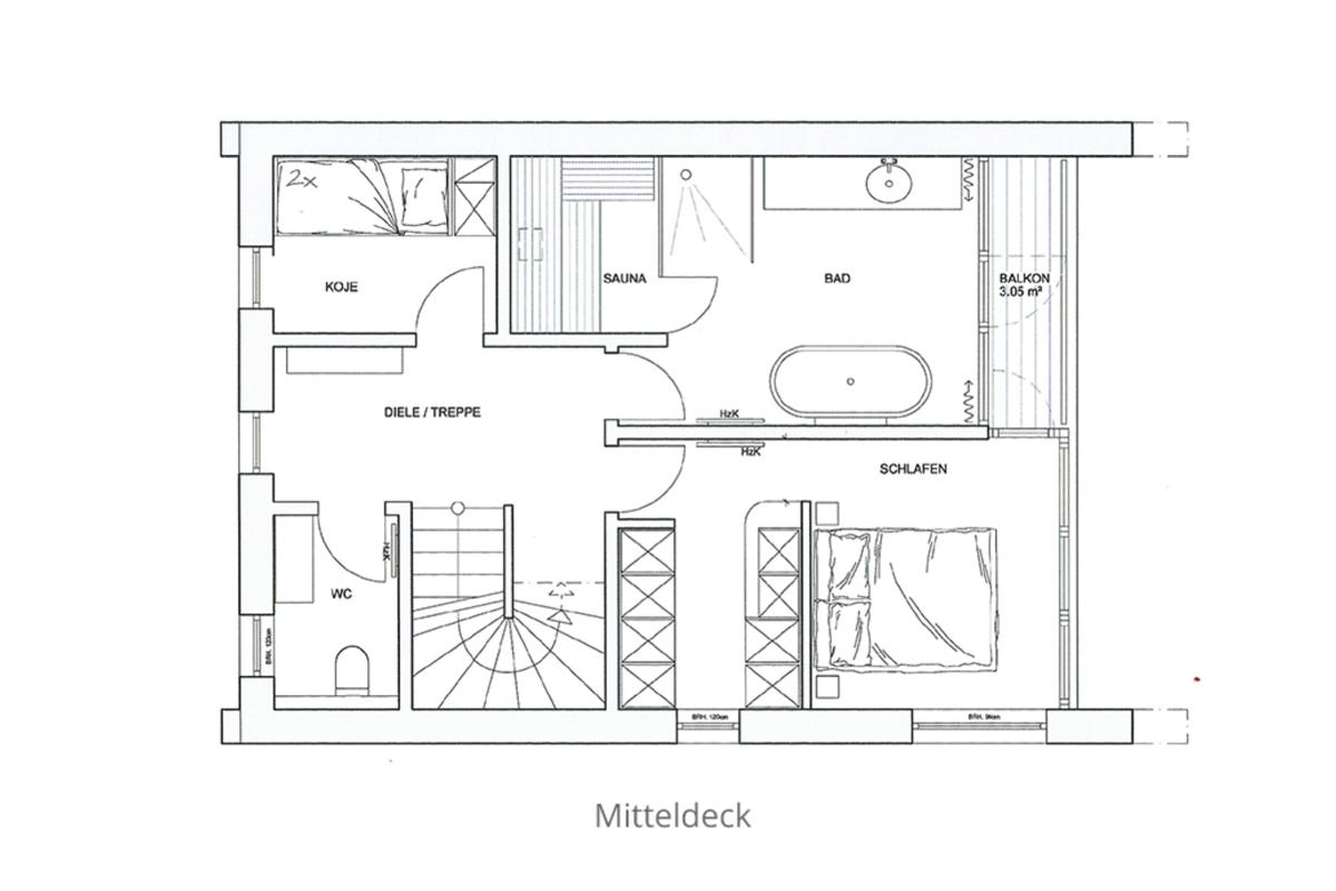 Grundriss-Mitteldeck
