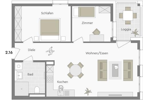 2.16 - 3-Zimmer-WHG, DG, ca. 75 m²