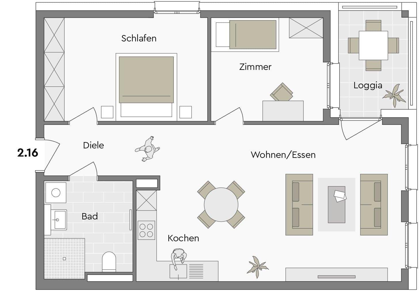 2.16 - 3-Zimmer-WHG, DG, ca. 75 m²