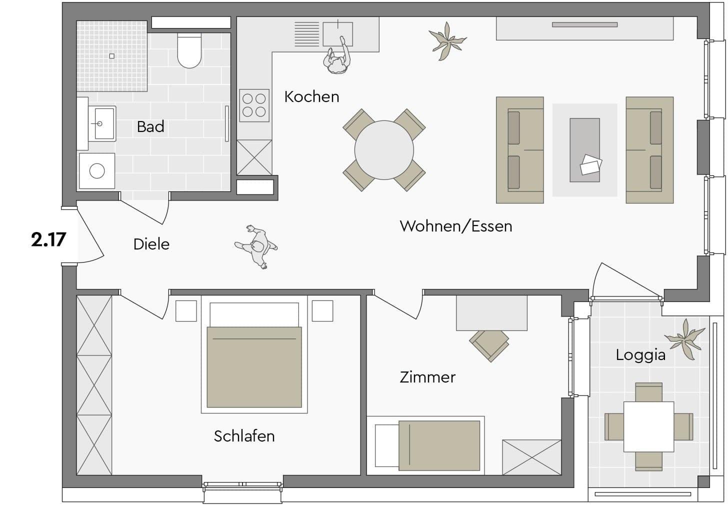 2.17 - 3-Zimmer-WHG, DG, ca. 75 m²