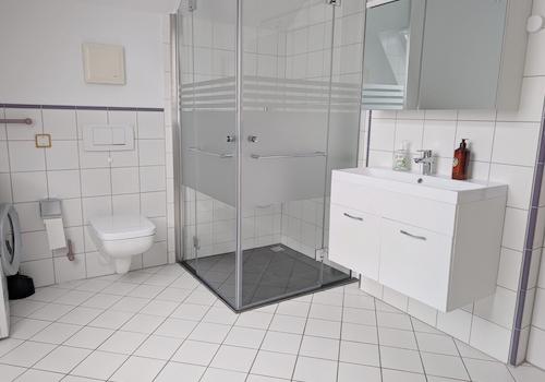 Blick in das moderne Duschbad