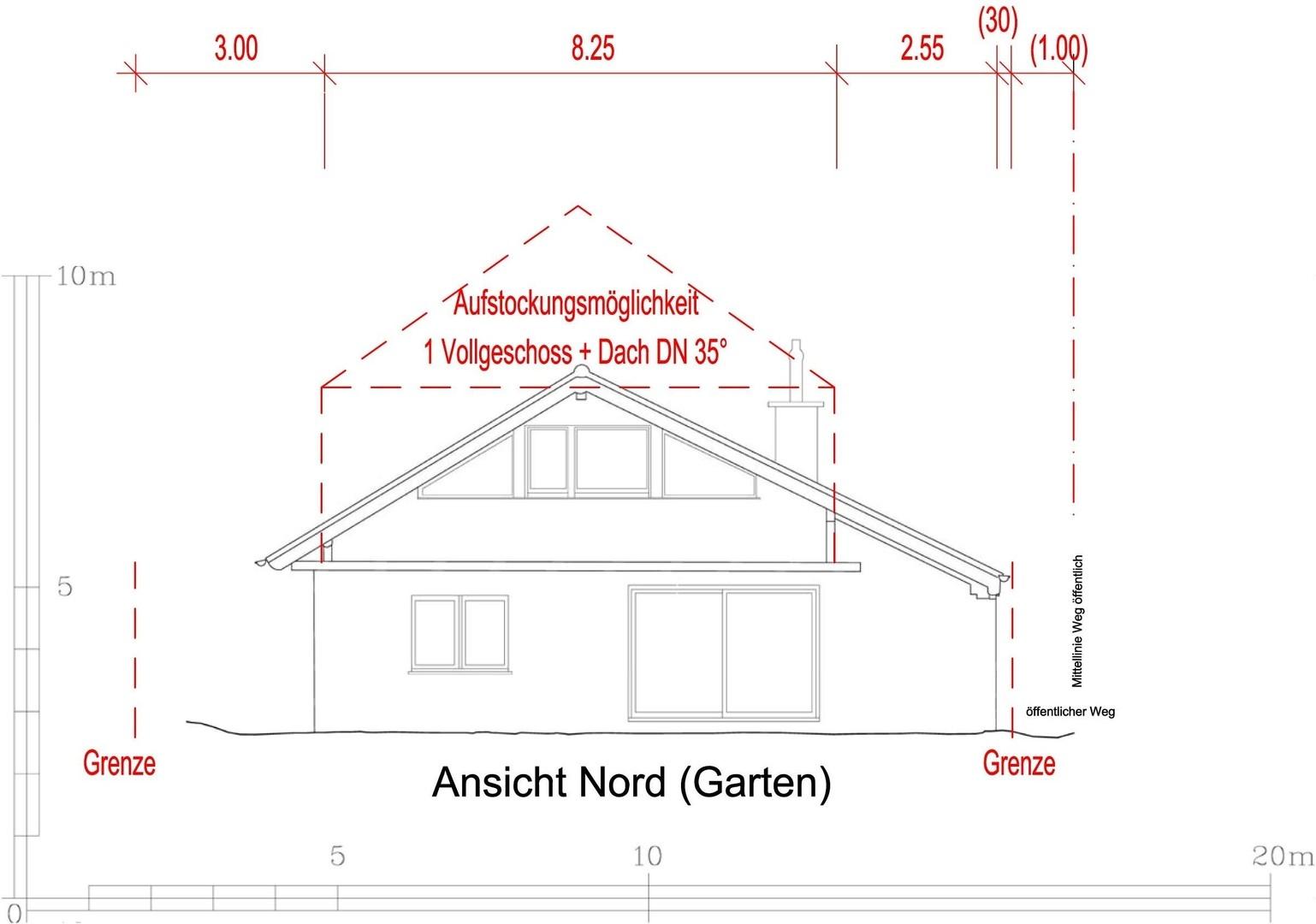 Zeichnung Gartenseite
