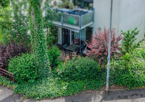 Aufnahme aus der Vogelperspektive der Terrasse
