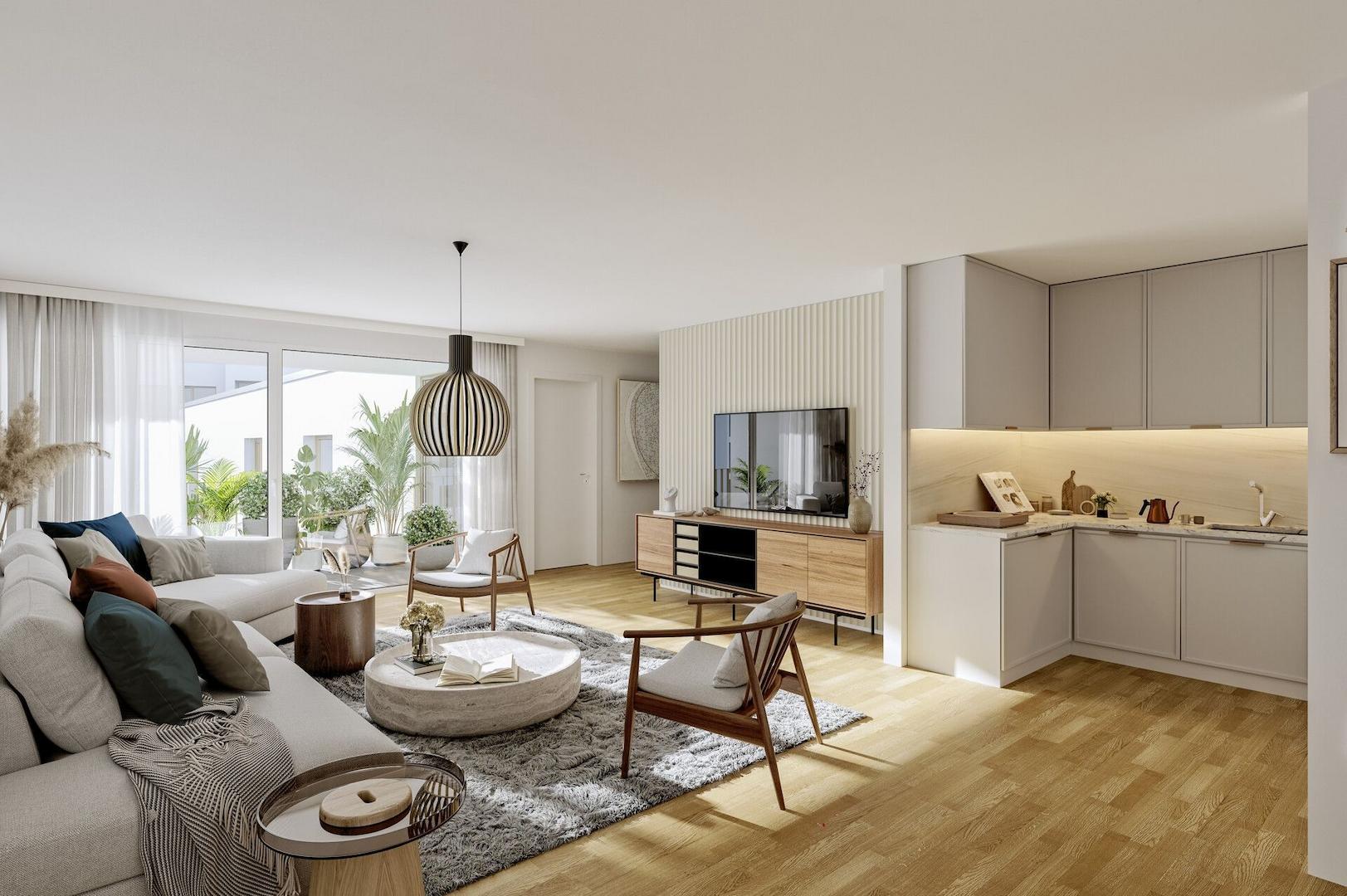 Modernes, helles Wohnzimmer