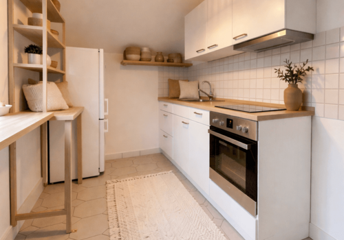 Skandinavische Küche mit Holzdetails