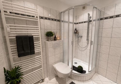 Bad: Dusche und WC