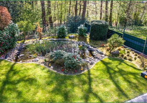 Traumhafter Garten mit Blick in den Wald