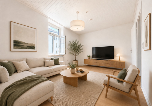 Wohnzimmer virtuell möbliert