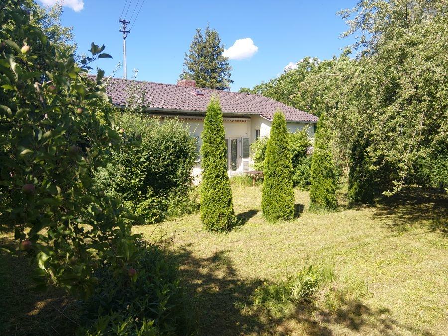 Blick vom herrlich großen Garten zum Haus Terrasse