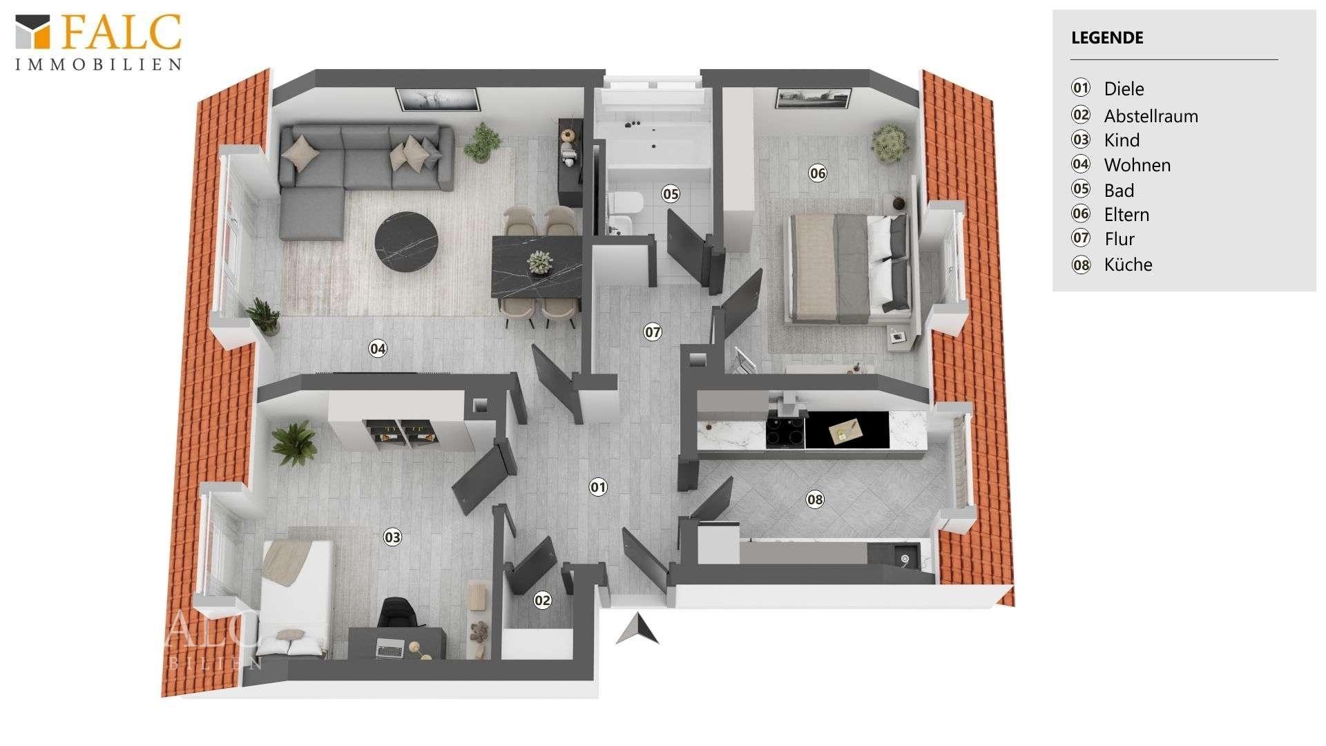 Grundriss Wohnung Dachgeschoss rechts