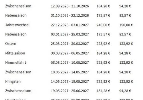 SAISONPREISE Beispiel