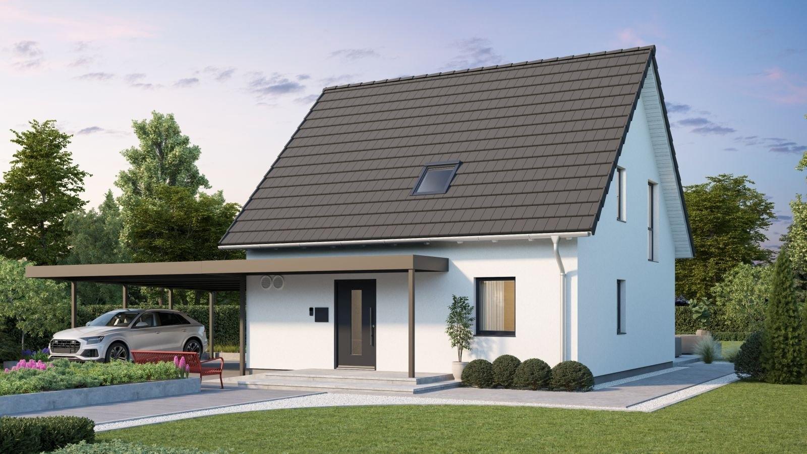 Ansicht optional mit Carport von rechts