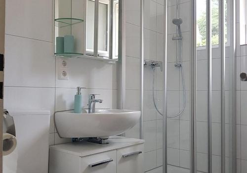 Badezimmer mit Dusche und WC