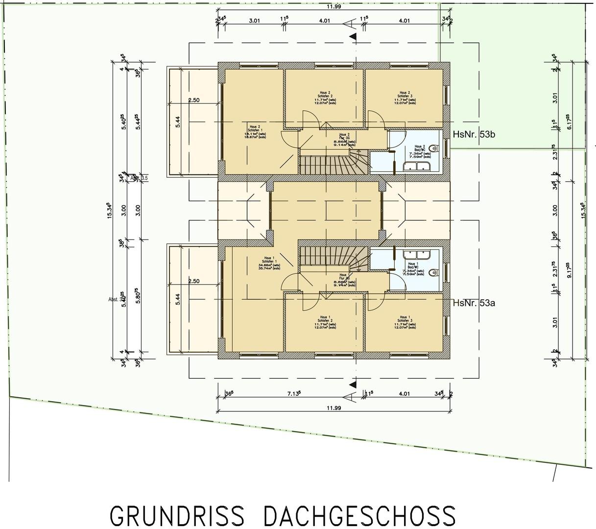 Dachgeschoss Haus 1 und 2