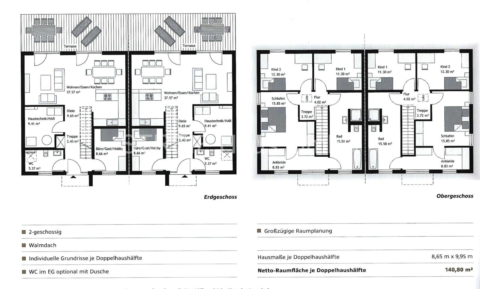 Mögliche Grundrissvarianten für Vorschlag 2